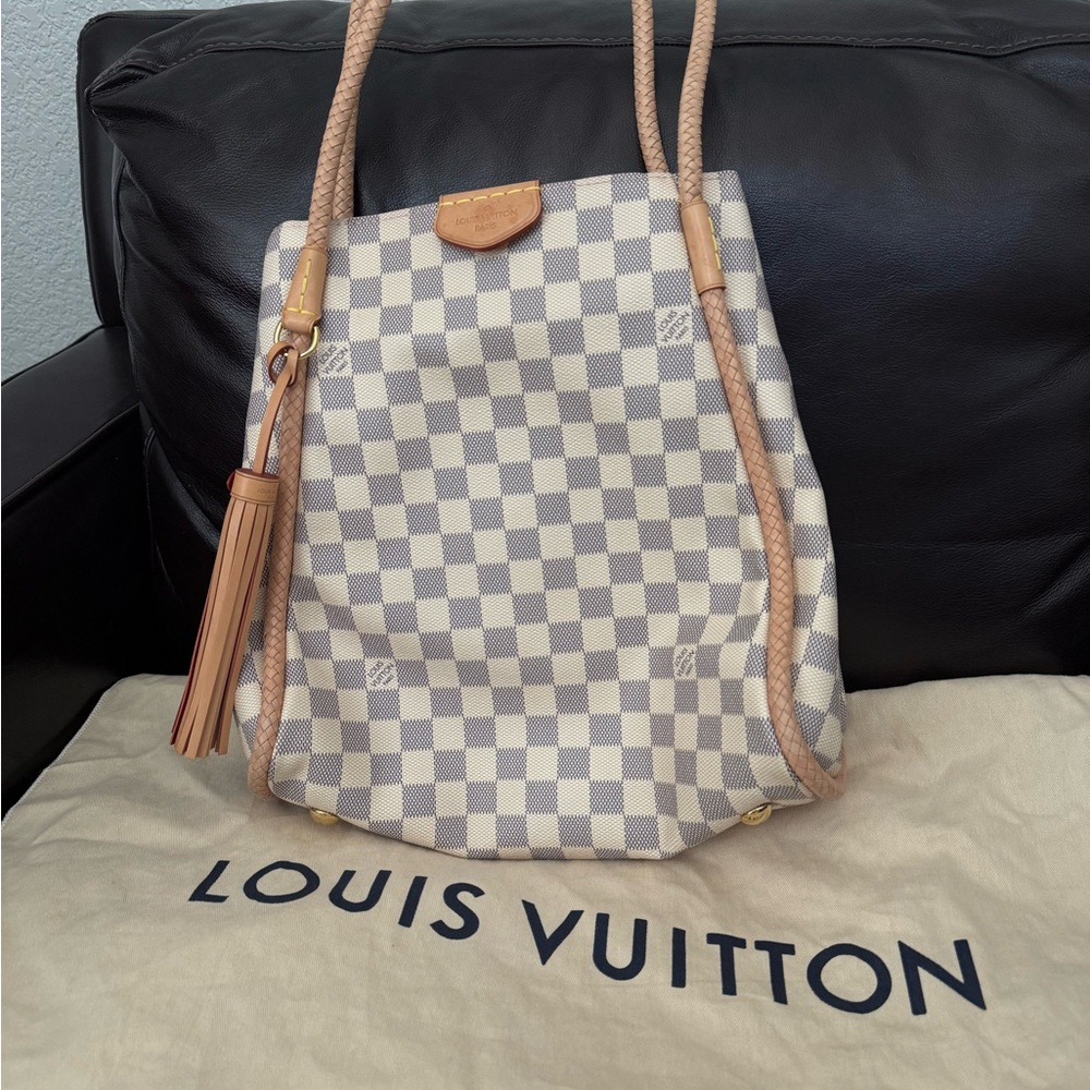 Louis Vuitton Damier Azur Shoulder Bag - Cream and Tan